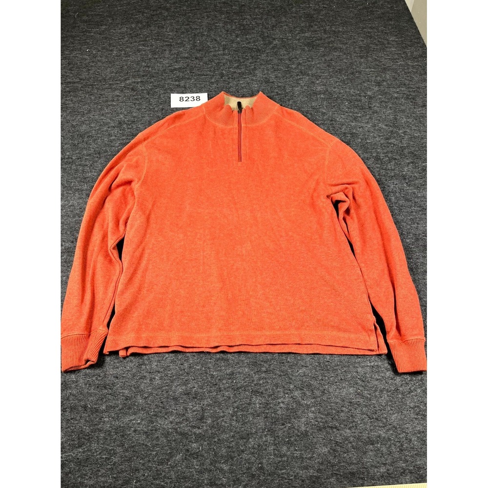 Jos. A. Bank Sweater Mens Medium Orange Cotton Mock Neck Long Sleeve Casual